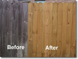Power Washed Fence Before & After